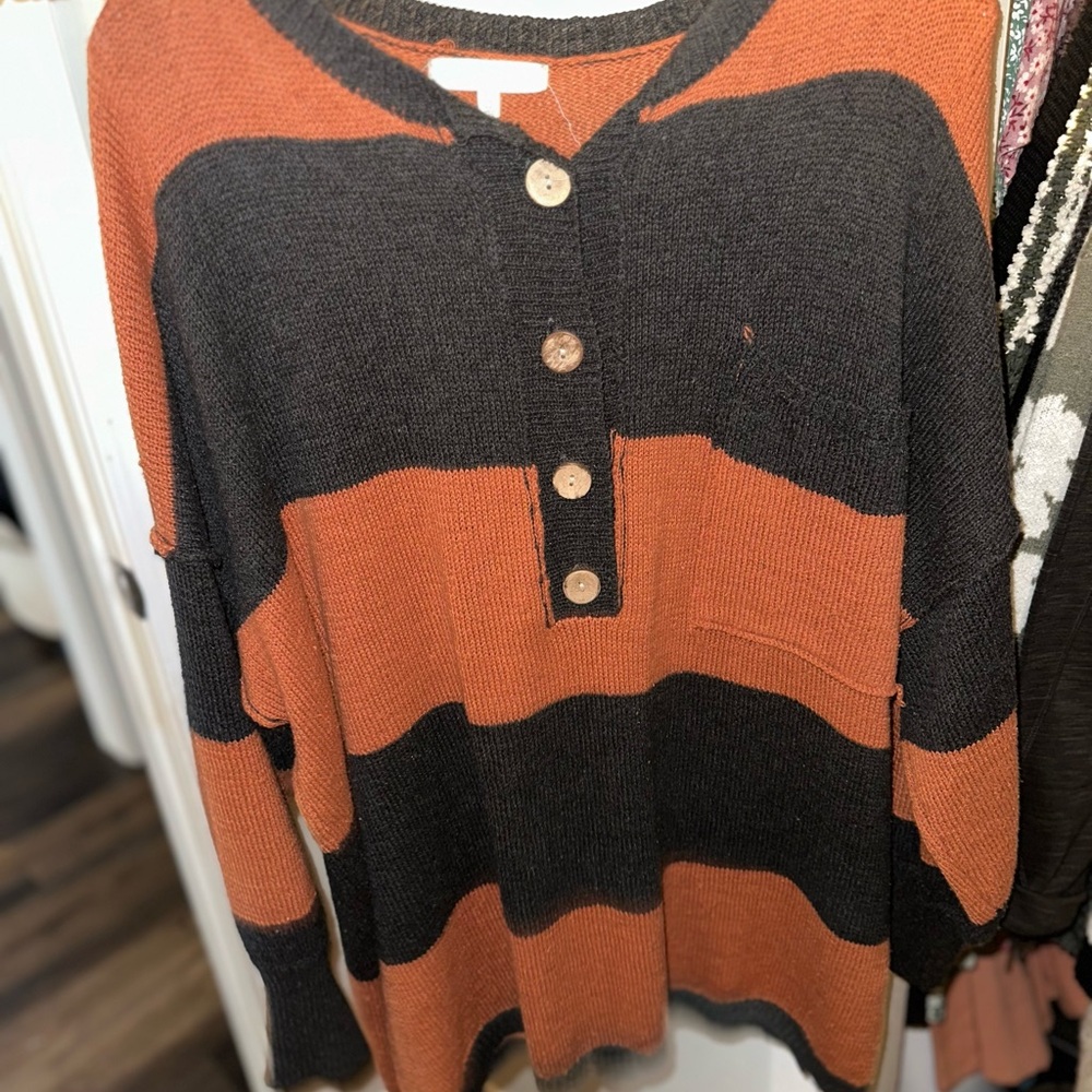 Striped Black and Orange Women's Sweater